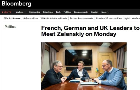 Вагончик тронется. В понедельник просроченный президент Украины встретится с лидерами Франции, Германии и Великобритании, сообщает Bloomberg