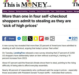 Более четверти американцев признались в кражах в магазинах самообслуживания из-за цен