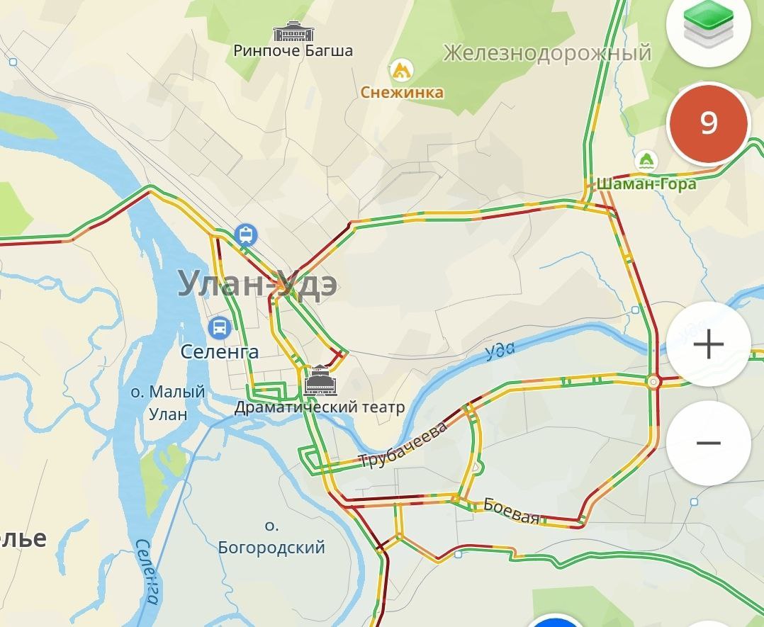 9-балльные пробки вновь в Улан-Удэ