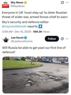 Анекдот дня: Мелкобританское СМИ SkyNews решило выпустить предупреждение для граждан, мол: