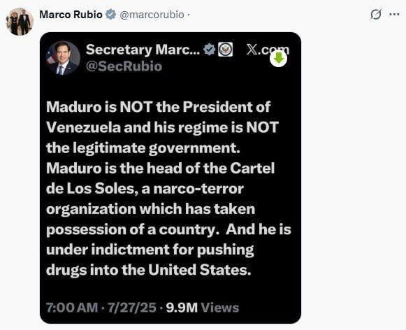 Рубио: Мадуро является главой картеля, который захватил контроль над страной