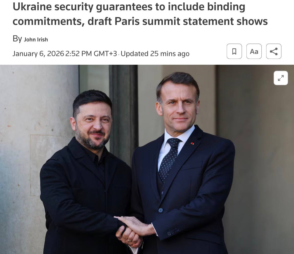 Гарантии безопасности Украине от стран «коалиции желающих» будут включать в себя «связывающие обязательства» на случай «нападения России»