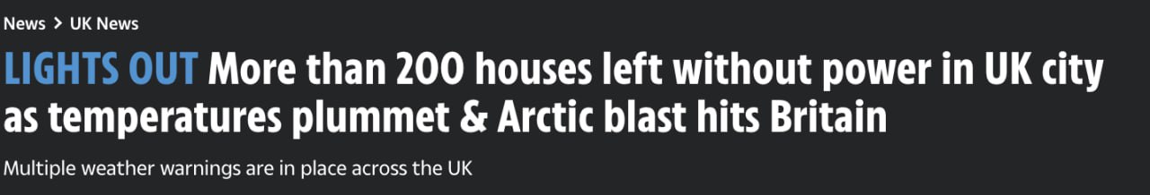 Сотни жителей Манчестера в Британии остались без света из-за похолодания до -2 градусов