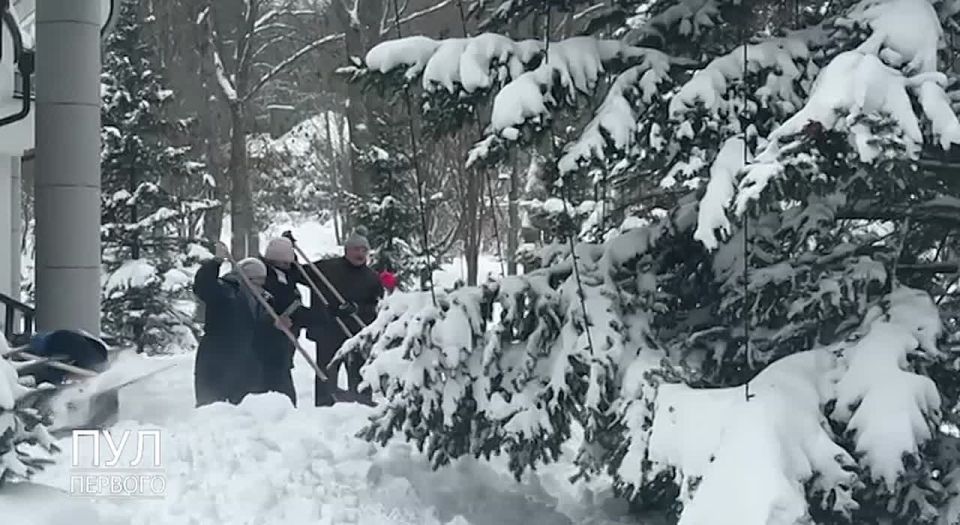 Московские метели добрались и до Минска: президент Белоруссии замечен с лопатой за уборкой снега