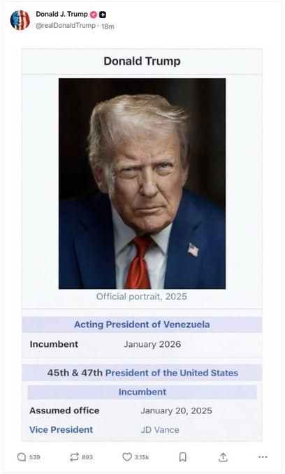 ����� � Truth Social ����������� ����, � ������� �� ����������� ��� �.�. ���������� ���������