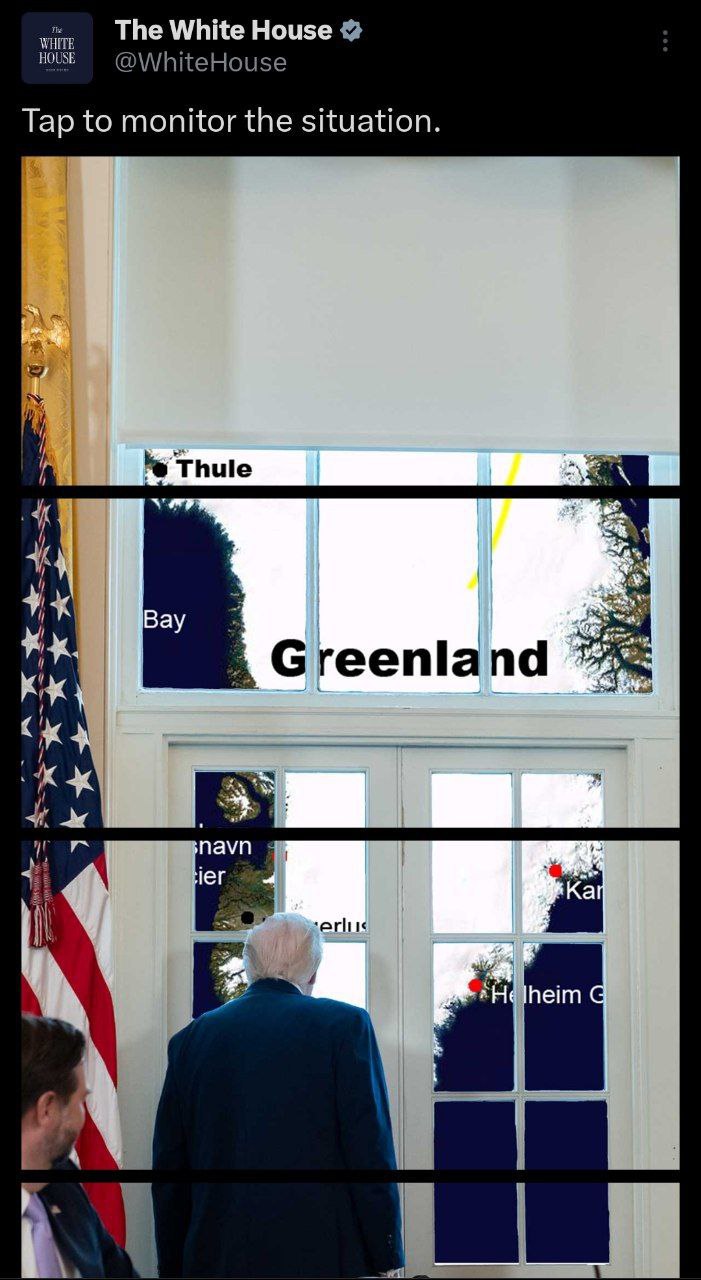 Белый дом опубликовал фото Трампа на фоне карты Гренландии