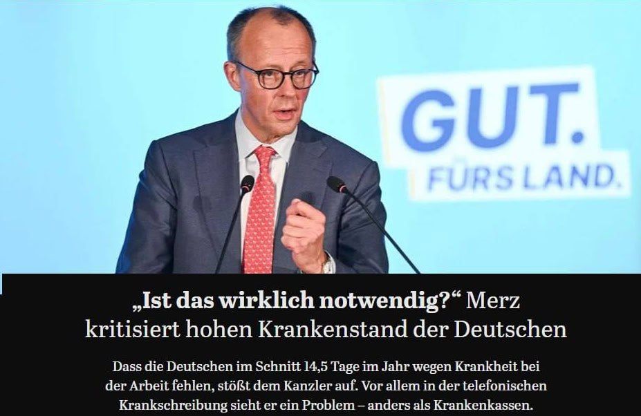 Мерц раскритиковал немцев за длительные больничные