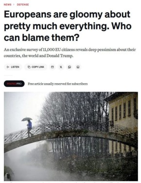 Европейцы пессимистично смотрят в будущее и считают Трампа угрозой