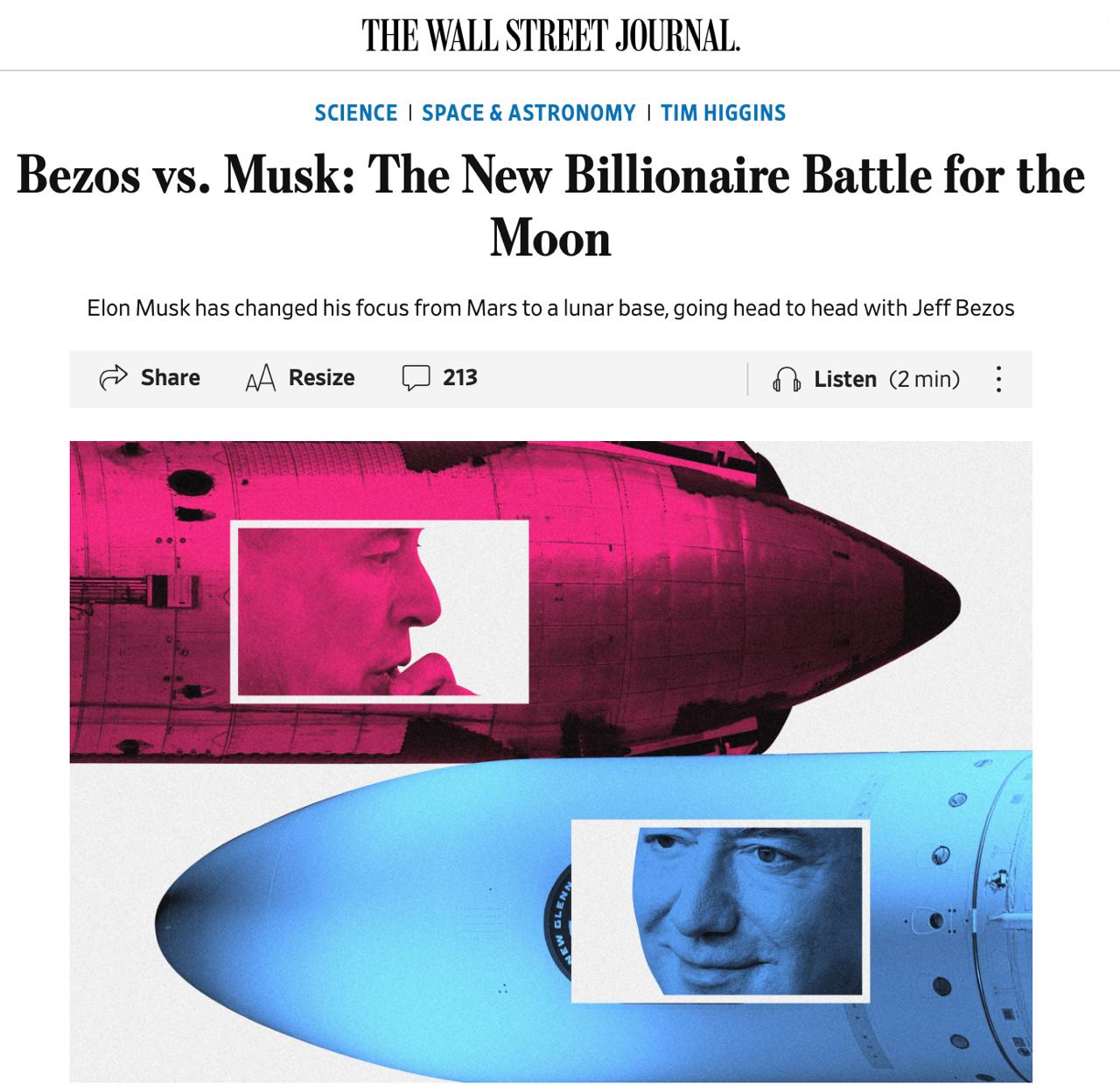 Безос против Маска: грядет битва миллиардеров за Луну