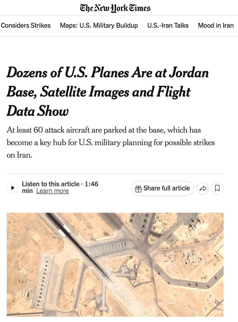 США разместили более 60 военных самолетов на авиабазе Муваффак Салти в Иордании