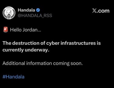 Иранская хакерская группировка "Хандала" объявила, что атакует кибер-инфраструктуру Иордании