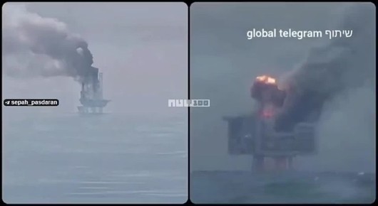 Нефтяная платформа ОАЭ в Персидском заливе была атакована иранским дроном и горит