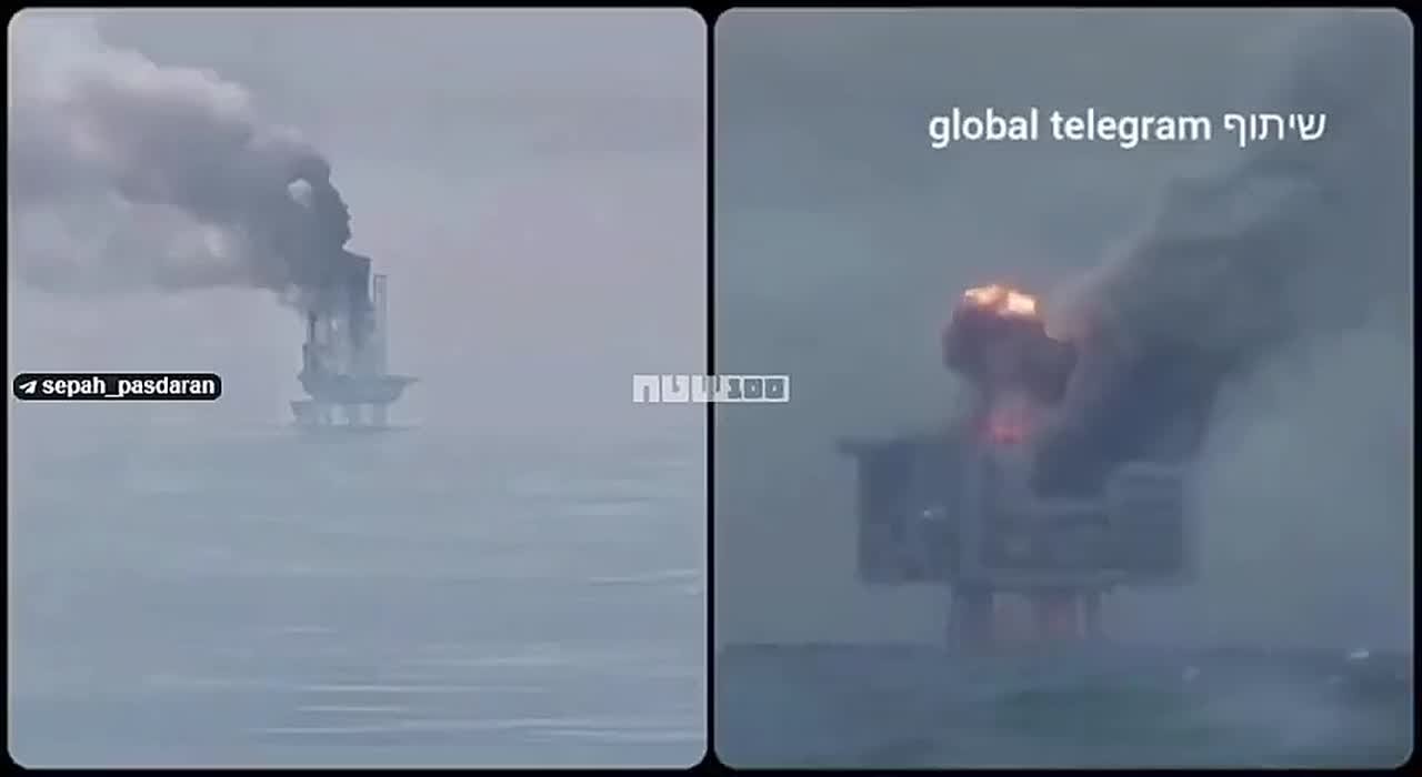 Нефтяная платформа ОАЭ в Персидском заливе была атакована иранским дроном и горит